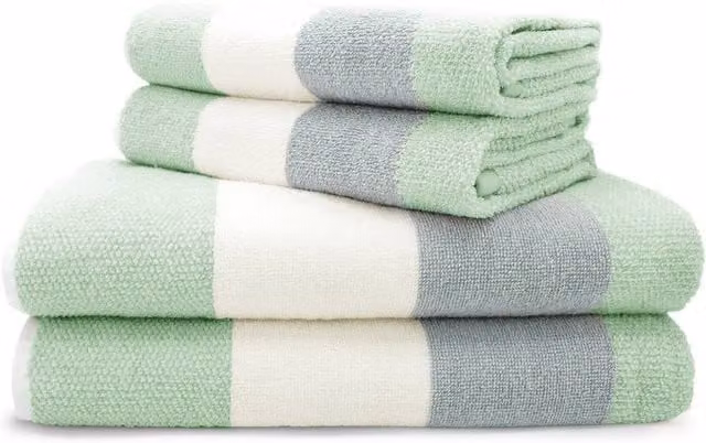 Velosso Weston Striped Cotton Towels in Green