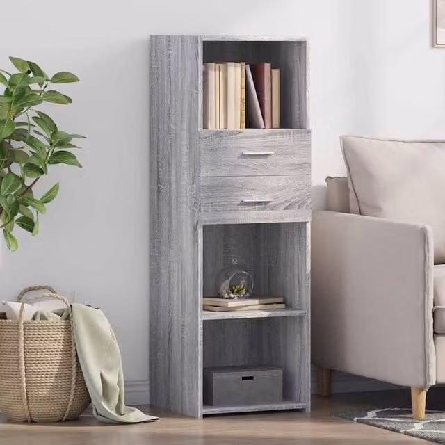 Berkfield Home Modern Grey Sonoma Highboard W/D/H: 40 x 42.5 x 124 cm