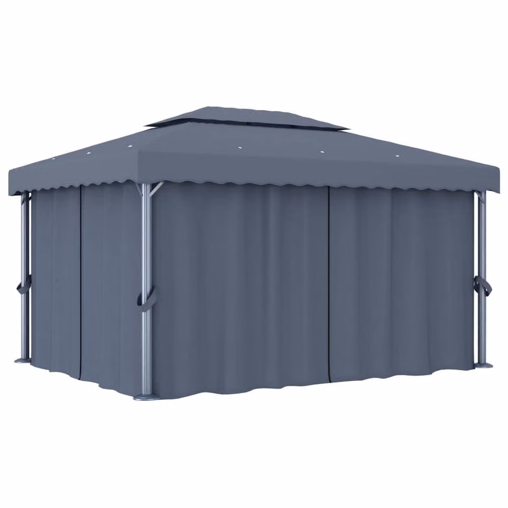 Berkfield Home Anthracite Aluminium Gazebo with Curtains, W: 400 cm, D: 300 cm, H: 250 cm – 2