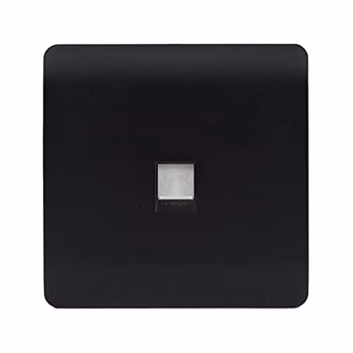 Trendi Switch 1 Gang Cat 3 Telephone Secondary Flush Socket in Matt Black – 2
