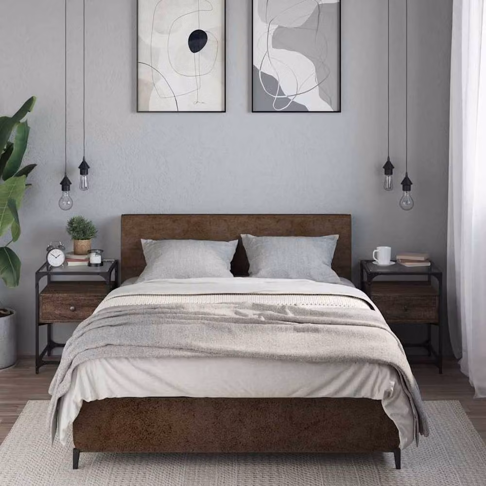 Berkfield Home Set of 2 Bedside Cabinets in Brown Oak, W/D/H: 40 x 40 x 55 cm – 2