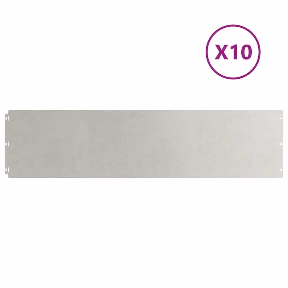 Berkfield Home Stainless Steel Lawn Edgings, Silver, 10 Pieces, H x W: 103 x 25 cm