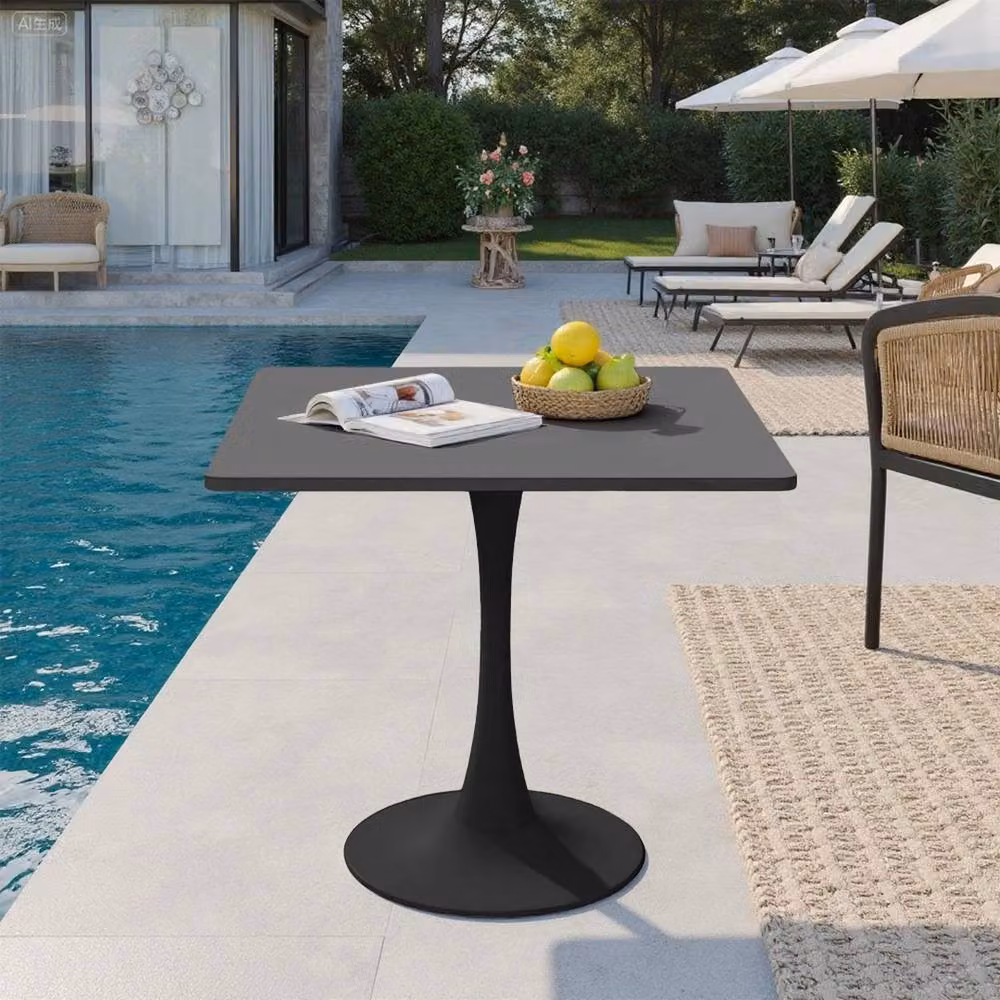 EONLION Modern Square Bistro Canteen Table in Matt Black, W: 100 cm, H: 72 cm – 3