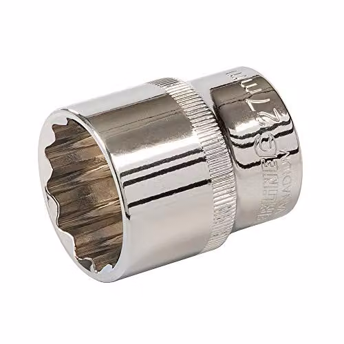 Loops PRO 27mm 12 Point Metric Socket Driver with 1/2 Inch Square Drive in Silver Chrome Vanadium Steel