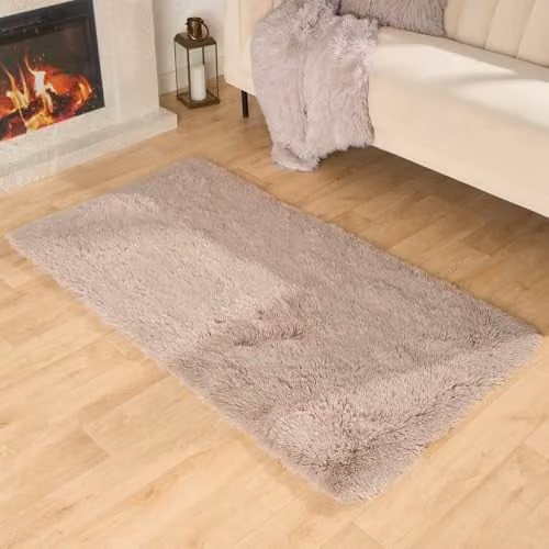 OHS Sienna Shaggy Area Rug in Beige, W/D/H: 120 x 170 x 1 cm