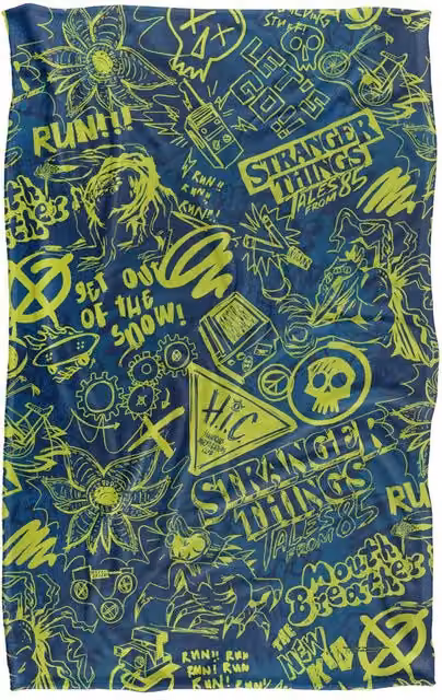 Netflix Stranger Things Tales From 85 Multicolour Acid Pattern Fleece Throw Blanket W: 152 cm, D: 127 cm
