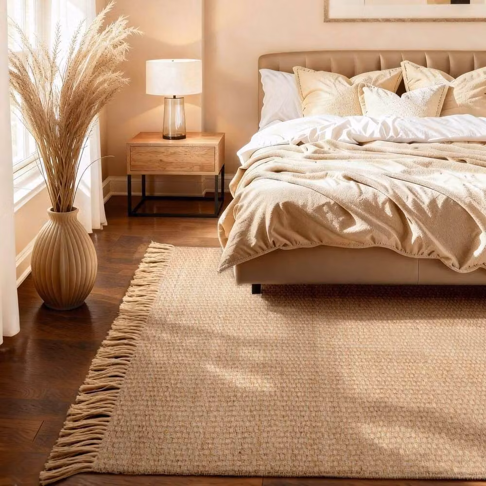 THE RUGS Fjord Reversible Handwoven Jute Rug in Beige and Gold, W: 200 cm, D: 300 cm – 2