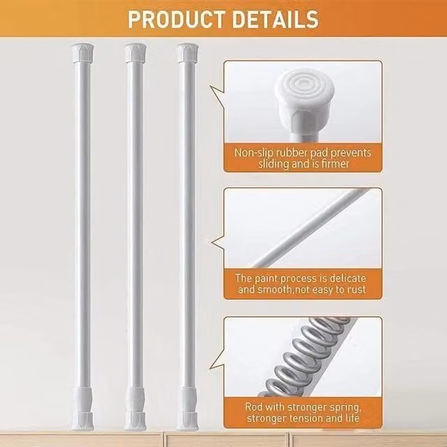 FLAVORA White No Drill Telescopic Net Curtain Rod, 40-70 cm