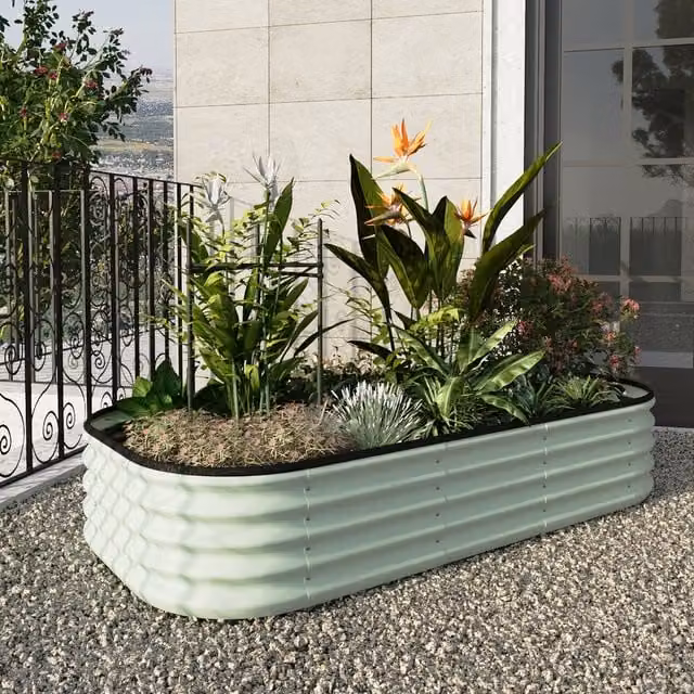 Lifeideas Galvanised Steel Raised Garden Bed in Light Green