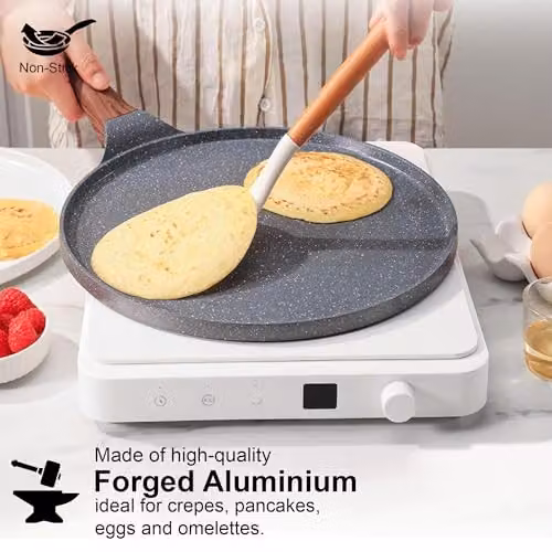 ATEK Non-Stick Aluminium Crepe Pan in Black, 26 cm – 9