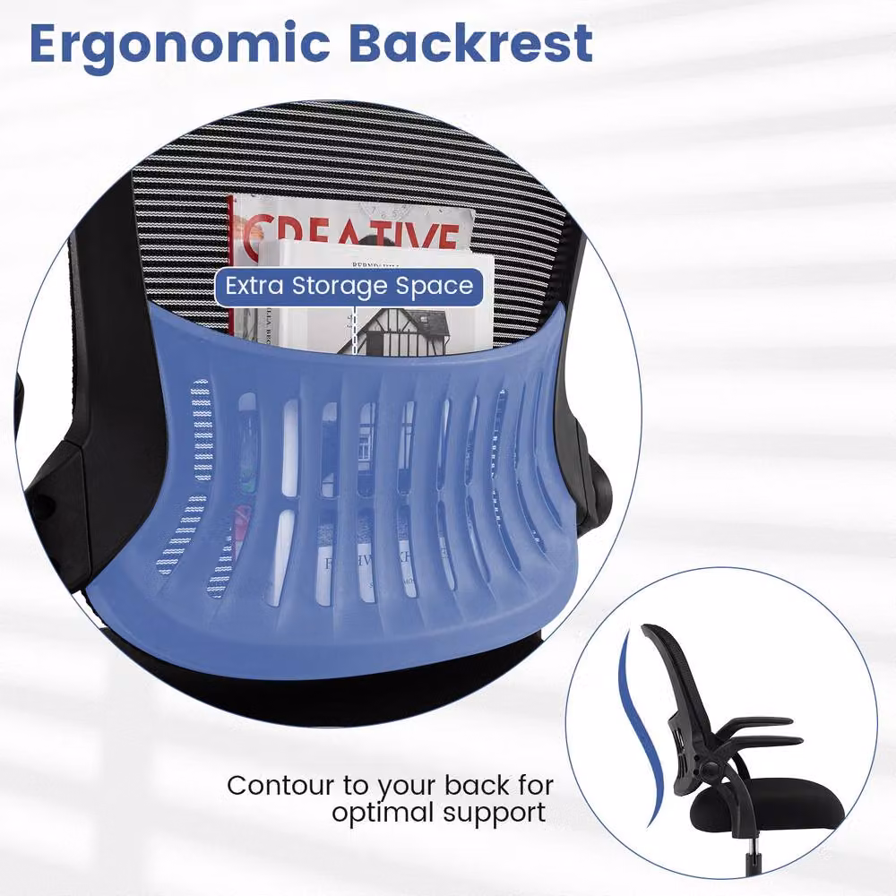 Costway Black Ergonomic Drafting Chair with Swivel, Armrests and Foot Ring – 5