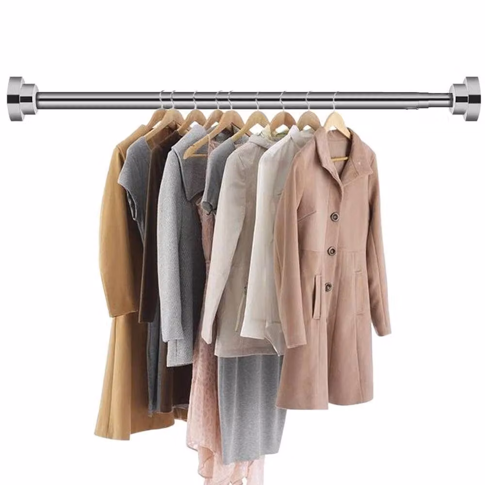 FLAVORA Silver Stainless Steel Spring Tension Rod Rail Hanger, Length: 60 cm – 2