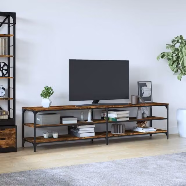 Berkfield Home Smoked Oak TV Cabinet in Brown, W/D/H: 200 x 50 x 30 cm
