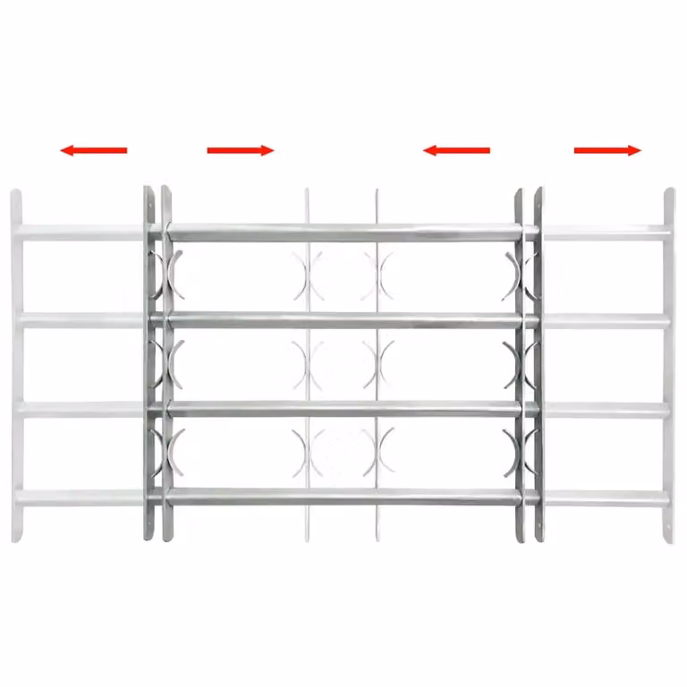 Berkfield Home Adjustable Steel Security Window Grille with 4 Crossbars, Silver