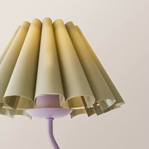 ValueLights Wiggle Sage Pleated Scallop Metal Table Lamp with LED Bulb in Purple and Green – 3