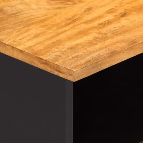 vidaXL Modern Geometric TV Cabinet in Brown and Black, Solid Mango Wood and Metal, W: 80 cm, D: 33.5 cm, H: 46 cm – 5