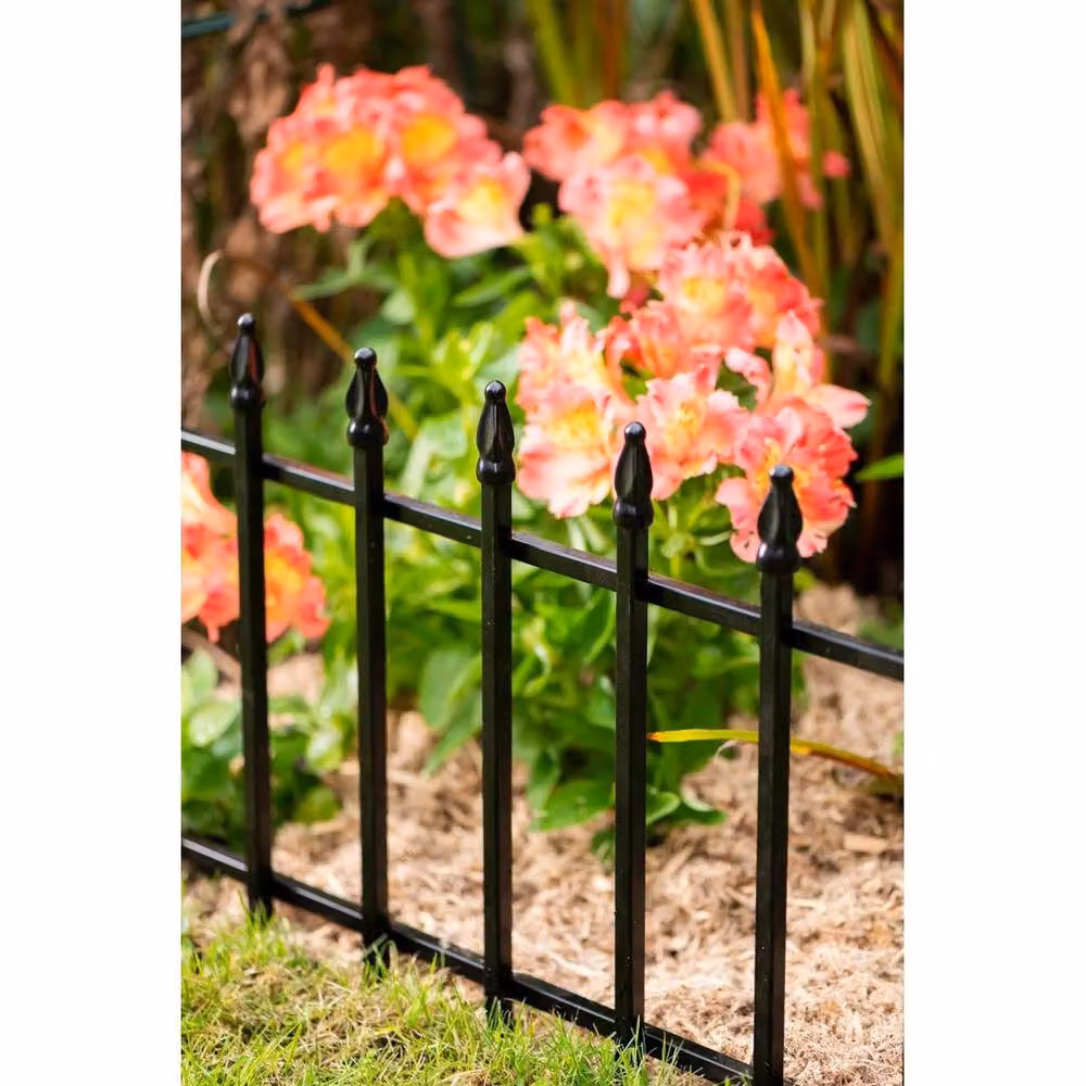 FLAVORA 3-Pack of 4 Clarence Finial Metal Garden Borders in Black, W/H: 100 x 15 cm – 2