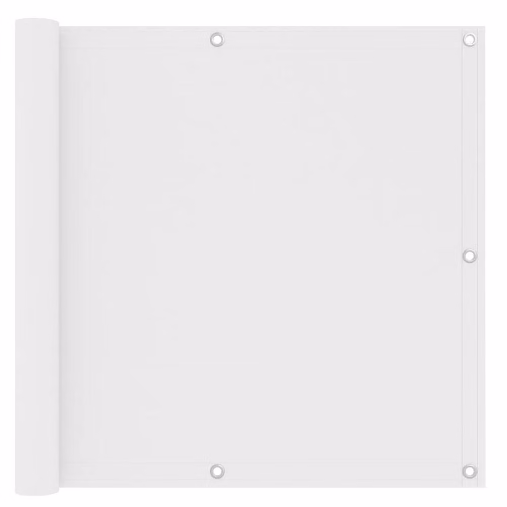 Berkfield Home Modern White Balcony Screen and Side Awning in Oxford Fabric, W/H: 90 x 500 cm