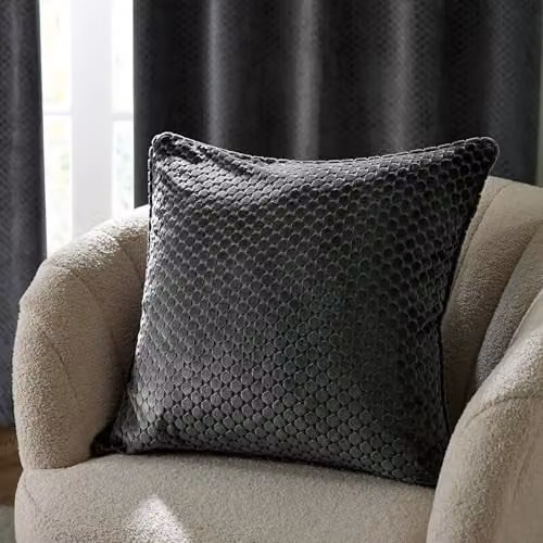 Paoletti Neptune Velvet Square Decorative Cushion in Anthracite Grey, W/D/H: 50 x 50 x 50 cm – 4
