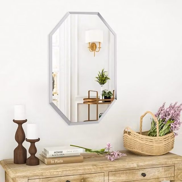 Livingandhome Modern Rectangular Frameless Wall Mirror in Transparent Yellow Glass
