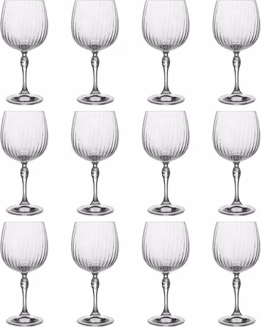 Bormioli Rocco America 20s Striped Gin and Tonic Cocktail Glasses, Transparent, 745 ml, Pack of 12 – 1