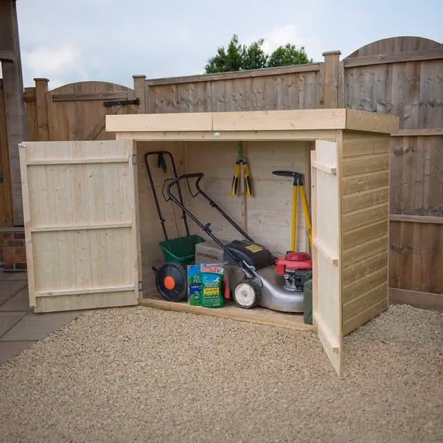 Forest Garden Rustic Brown Wooden Bike Shed Outdoor Storage – 1