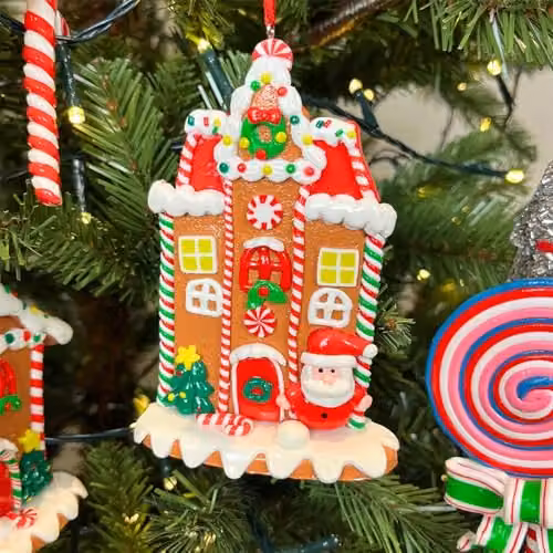 Carousel Home Gingerbread House Christmas Bauble Hanging Ornament, Multicolour, 11 cm – 2