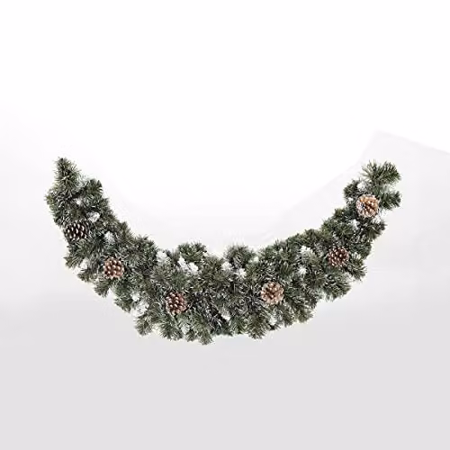Snowtime 90cm Christmas Swag in White, Silver and Green – 2