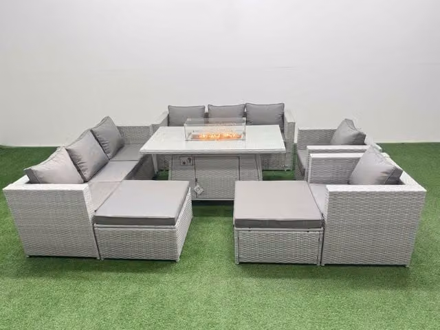 Fimous 10 Seat PE Wicker Rattan Lounge Sofa Set for your Garden in Light Grey