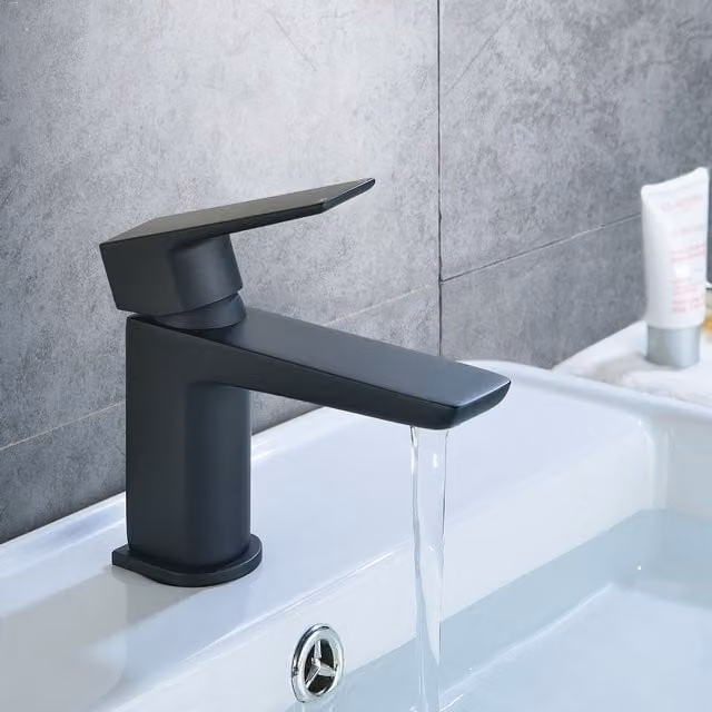 Nes Home Keninton Single Lever Bathroom Mono Basin Mixer Tap in Matt Black – 1