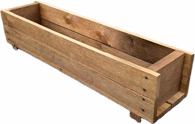 Woven Wood Window Box Planter in Brown
