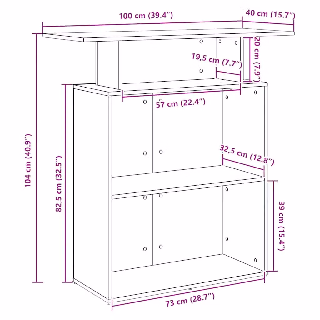 Berkfield Home Reception Desk in Concrete Grey, W/D/H: 100 x 40 x 104 cm – 4