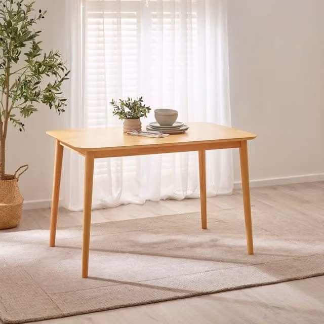 FurnitureboxUK Lynton Mid-Century Small Rectangular Kitchen Dining Table in Brown Rubberwood