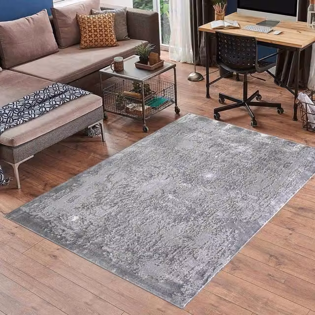 Desire Rugs Modern Abstract Grey Polyacrylic Rectangular Runner W: 60 cm, L: 220 cm