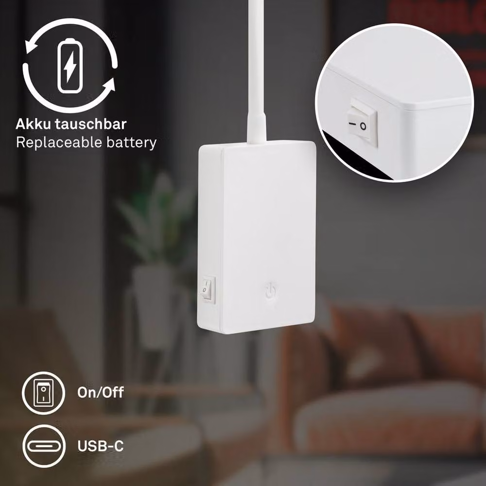Briloner Sticklights Rechargeable LED Wall Light, Dimmable Touch Control, Warm White, White, W/D/H: 6 x 3 x 50 cm – 7