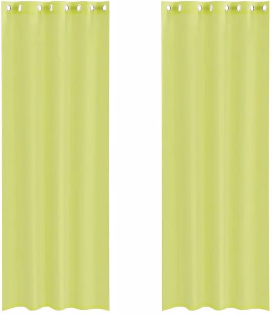 Berkfield Home Apple Green Voile Fabric Panel Curtains with Eyelets, 2 Pack, W: 140 cm, H: 260 cm