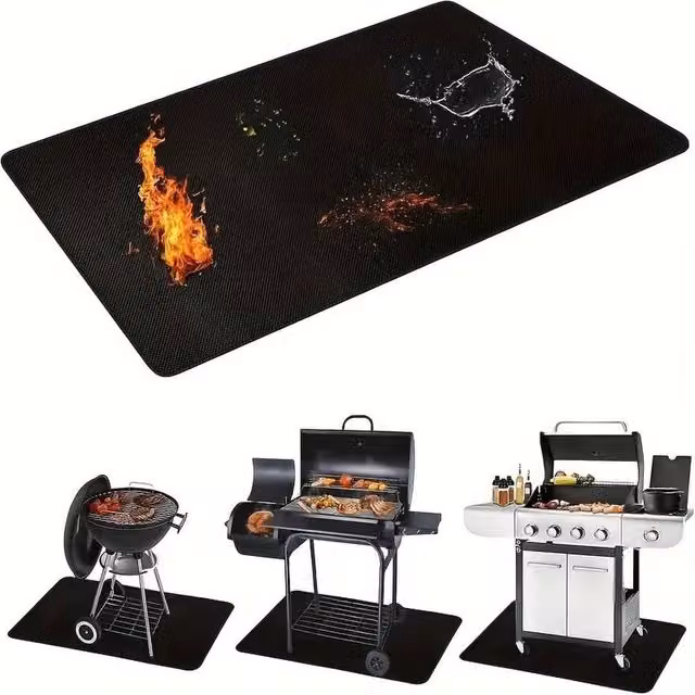 Kelvenix Black Fireproof Fibreglass Under Grill Mat, Diameter: 100 cm – 1