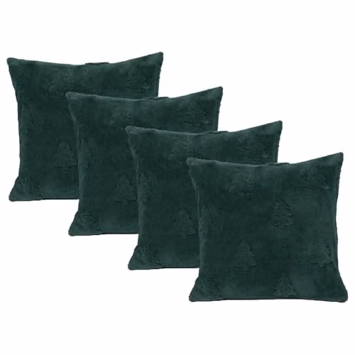 OHS 4 Pack Tufted Winter Tree Sherpa Cushion Covers in Green, W/D/H: 45 x 45 x 45 cm – 1