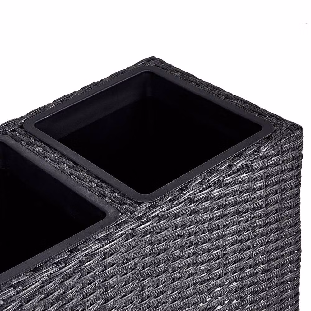 Wyld and Coco Black PE Rattan Wheeled Plant Pot with 3 Removable Inserts – 4