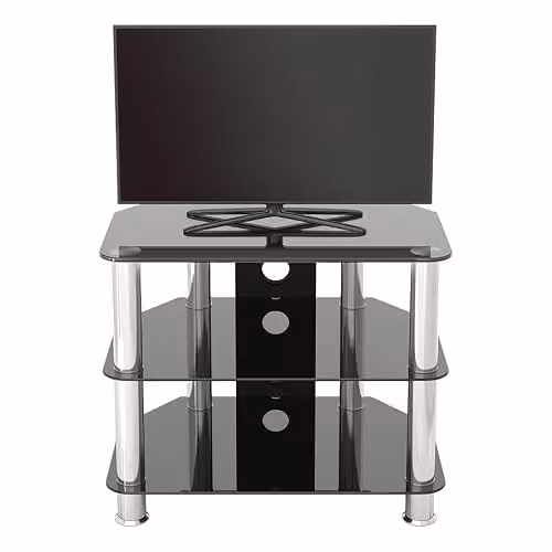 AVF Black and Silver Glossy Glass TV Stand with Metal Frame, 60 cm – 4