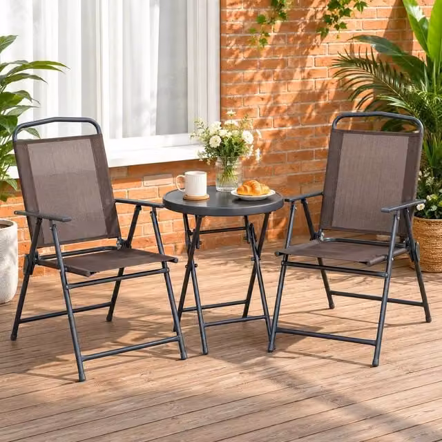 STILVORA Modern Coffee Table Set with Brown Steel and Glass Frame