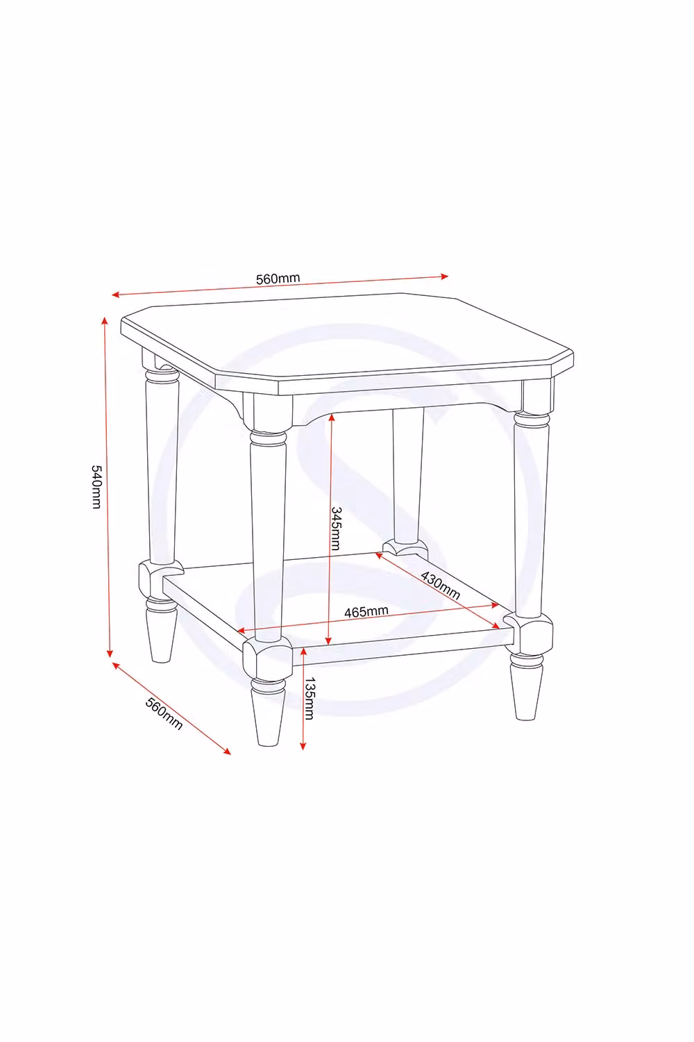 Seconique Chantilly Classic Square Wood Side Table in Beige and White – 2