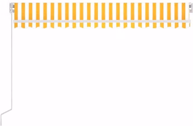 Berkfield Home Manual Retractable Folding Arm Awning with LED, Yellow and White Striped, W: 400 cm, D: 300 cm