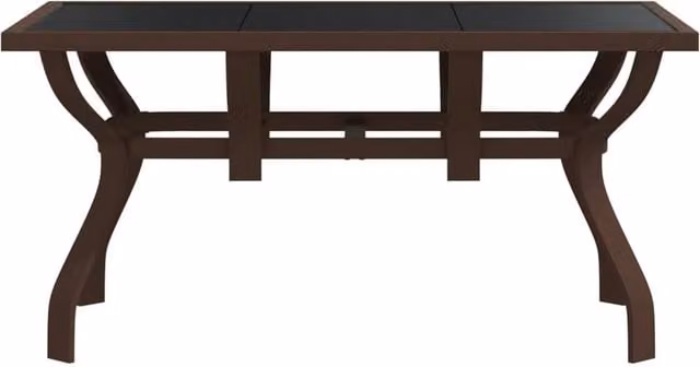Berkfield Home Extendable Rectangular Garden Table in Brown and Black with Glass and Powder Coated Steel, W/D/H: 140 x 70 x 70 cm