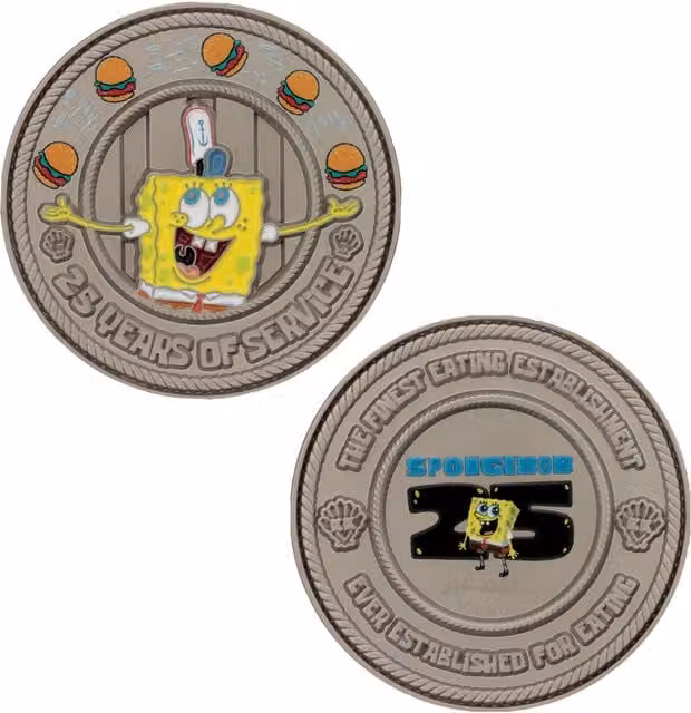 SpongeBob SquarePants 25th Anniversary Collectible Round Metal Coin in Multicolour Bronze