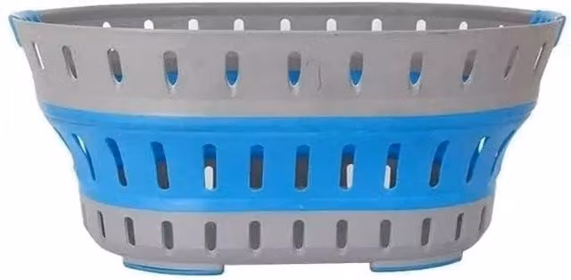 SPETLEK Collapsible Plastic Washing Basket Hamper, Blue and Grey, 60 cm – 1