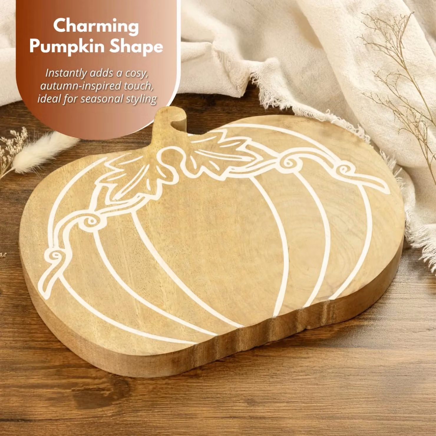 Marco Paul Rustic Wooden Pumpkin Autumn Decoration in Beige, 25 cm – 5