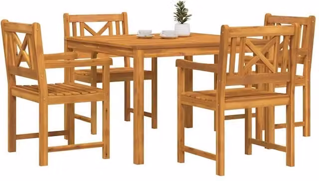 Berkfield Home 5 Piece Garden Dining Set in Brown Solid Acacia Wood – 1
