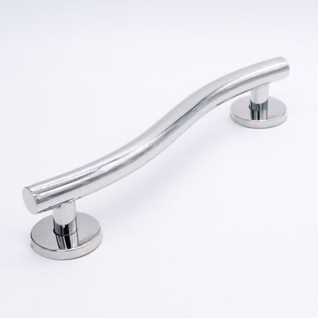 Rothley Polished Curled Grab Rail, Silver, Length: 45.7 cm