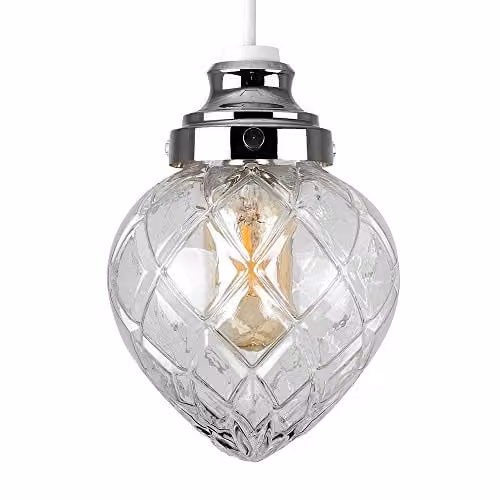 ValueLights Aphrodite Modern Silver Chrome and Transparent Glass Droplet Ceiling Pendant Shade, Shade Width: 14 cm